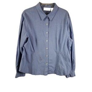 Susan Bristol Womens XL Blue Button Up Shirt Vintage Cotton blend
